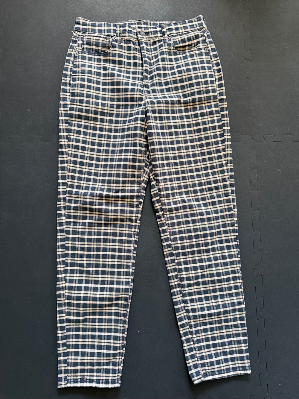 American Eagle Outfitters Navy and White Plaid Chinos